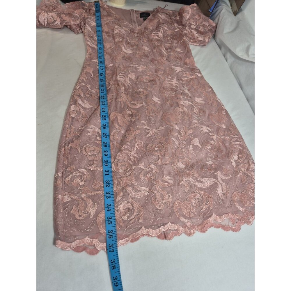 Adrianna Papell Women's Dress Size 8 V-Neck Bell Sleeves Embroidered Pink (63) - Picture 8 of 15